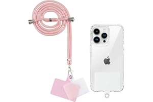 Yoedge Uniwersalna smycz na telefon komórkowy, regulowany odpinany sznurek na szyję nylonowy łańcuszek na szyję pasek na ramię pasek z 2 łatkami do większości telefonów i smartfonów, różowe złoto