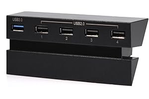 Eboxer USB Hub 5-Port USB 3.0/2.0 High Speed Expansion Hub Controller Adapter Connector for Sony 4 Gaming Console