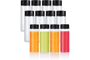 ZMYBCPACK ZMCYN 10ounce/300ml Empty Plastic Juice Bottles with Black Lids, Clear Reusable Smoothie Bottles Plastic PET Bottle for Homemade Juice Drinks and Milk(12 Pack)