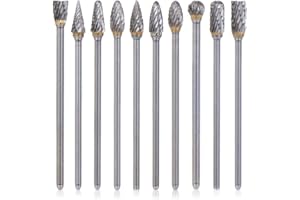 Bestgle 10PCS 3mm (1/8")Tige Longue Double Coupe Fraises en Carbure de Tungstène Limes Rotatives Fraises Diamantées Ensemble d'Embouts pour Outil Rotatif de Meuleuse, Longueur:100mm