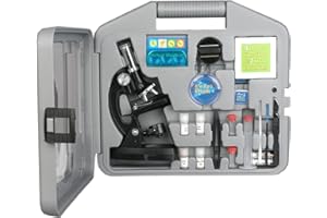 AmScope - Kit de Microscopio para Ninos, 120X-1200X, Kit Educativos de Ciencia con Microscopio - M30-ABS-KT2