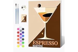 Auremi Cocktail Peinture par numéros avec cadre inclus 20x30–Cocktail Peinture par numéros DIY pour adulte–Tableau à peindre prêt à accrocher–Idéal déco murale maison et détente artistique