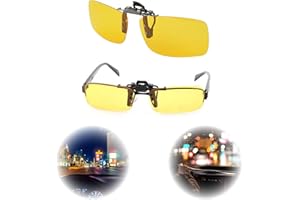 HOTMNTY Surlunettes à Clip pour Conduite Nocturne, Clip de Lunettes de Conduite de Nuit, Lunettes de Soleil Polarisées Unisexes à Clipser, Verres Polarisés pour Lunettes de Vue, Surlunettes Verres Jaunes