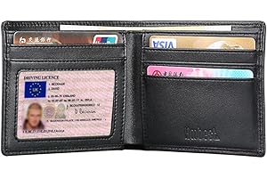 Hoobest RFID Blocking Genuine Leather Wallet, Men Slim Wallets with RFID Block Technology,Stop Electronic Pick Pocketing-Travel Wallet