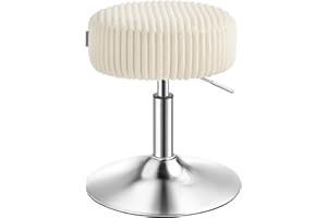 ‎VASAGLE VASAGLE Schminkhocker, Schminkstuhl, Barhocker, höhenverstellbar, 360° drehbar, Cord, Dicke Polsterung, für Schlafzimmer, Küche, Esszimmer, modern, cremeweiß LJB128WD01