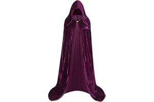 HAPNBCELE Purple Hooded Cloak Men Women Satin Cape Witch Big lapel and hat Vampire Costume for Medieval Renaissance Halloween Cosplay Costume-Dark