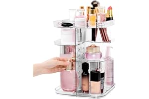 BUTORY RotatingMakeup Organiser 360 Degree Beauty Makeup Organiser for Cosmetic Lipstick Multifunctional Spinning Makeup Organizer Adjustable 4 Layer Spinning Cosmetic Storage for Bedroom Bathroom