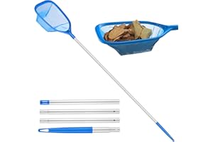 Mowend 145cm Red Recogehojas para Superficie de Piscina, Red para Piscina con Mango de 1,14M, Fina Skimmer Red para Piscina, Spas, Estanques, Parque Acuatico