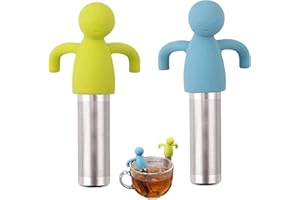 LZYKJGS 2 Pièces Infuseur à Thé, Filtre à Thé Suspendu, Passoire à thé en Acier, Passoire à Thé, Boule à Thé, avec Poignée en Silicone, Pour Feuilles de Thé en Vrac, Theiere, Tasse, Mug (Bleu, Vert)