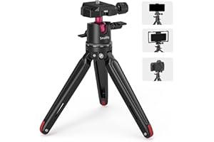 SMALLRIG Mini Trépied de Voyage Léger en Aluminium avec Fixation à Vis 1/4" pour GoPro, Smartphone, Appareil Photo Reflex Numérique - 2664