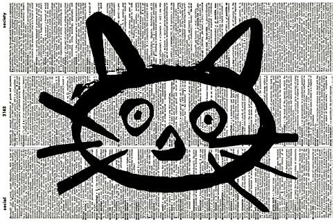 Cat ART PRINT - Cat Face ART PRINT - Cat Lover's GIFT - Vintage Art Print - Animal Illustration - Picture - Vintage Dictionary Art Print - Wall Hanging - Wildlife Book Print - Wall Art 942D