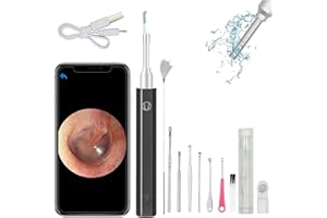 OBEST Otoscope, 1080P Caméra Auriculaire,3,5 MM Nettoyeur D'oreille, avec 5 Lumières LED et 1 Lumière Germicide, Compatible avec Android, IOS et Ipad