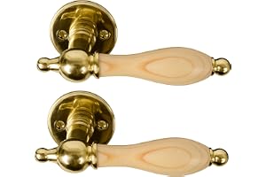 HOME It® Dörrhandtag i mässing med naturligt grepp – rosetter, nyckelbricka och skruvar ingår – elegant, solid dansk design för innerdörrar (30–45 mm)