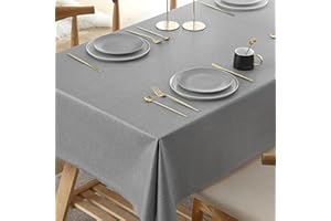 LMYTDO Table Cloth Wipeable PlasticTablecloth Waterproof Table Cover PVC 140 x 200 cm Rectangle Table Protector for Kitchen Picnic Outdoor Indoor(Light Grey)