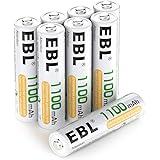 EBL AAA Rechargeable Batteries 1100mAh, 8 Counts AAA Batteries with Storage Case