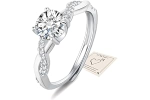 SFONI 925 Sterling Silver Rings, Adjustable Open Rings Eternity Thumb Rings for Women Girls Flower Cubic Zirconia Twist Ring Wedding Promise Anniversary Ring, with Jewellery Box