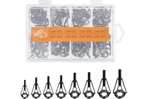 SCHYIDA 80 Piezas Anillas para Cañas de Pescar de 8 Tamaños Anillas para Cañas de Acero Inoxidable y Cerámica Guía de Caña de Pescar Anti-Enredo para Cañas telescopicas/de Cebo/de Spinning