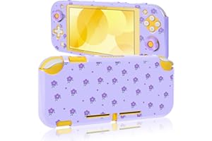DLseego Protective Case for Switch Lite,Flower Printing Hard PC Full Protection Shell Cover Anti Scratch Skin with 2PCS Thumb Grip Caps,Purple