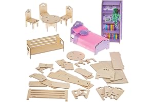 Baker Ross FN272 Costruisci i tuoi mobili per la casa delle bambole - Confezione da 7 pezzi, Kit per la casa delle bambole per bambini, kit di mini mobili