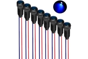 Gebildet 8 pz Indicatore LED Blu Lampada Pilota 110-220VAC Dimensioni Foro di Montaggio 8mm (Guscio in plastica ignifuga)