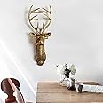 HoldOneLight 3D Wall Mount Ornament, Animal Heads for Wall Art Hanging Sculptures,Small Metal Wall Resin Art Wall Decor Ornament Waterproof Decorations,Living Room Bedroom (Deer head)