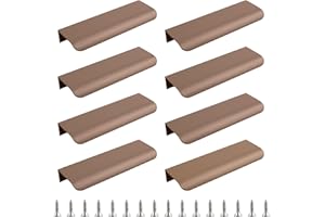 MOROBOR 8 maniglie nascoste per cassetti, stile moderno, in lega di alluminio curva, invisibile, per armadietti, cassetti, 120 mm, marrone
