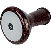 VD Vatan Darbuka D&ouml;k&uuml;m Siyah Kırmızı &Ccedil;atlak Desenli Boyalı Darbuka Drum, Doumbek, Perk&uuml;syon