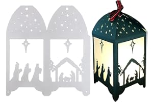 BHGT Matrice de Découpe Lanterne de Noël 3D Cutting Dies pour Scrapbooking Jésus Motif Crèche Pochoir Outil Découpage Gaufrage Décoration Pour Lanterne de Noël Fête Anniversaire Cadeau