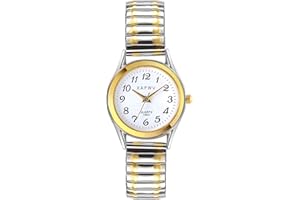 JewelryWe Montre Quartz Femme - Montre Femme Extensible Style Simple Grand Chiffre Cadran Bracelet Alliage-Montre Femme Elastique Acier Inoxydable