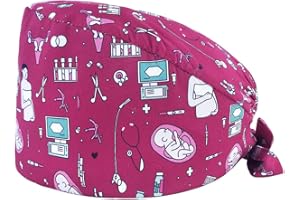 AELIN Calot Chirurgien dentiste – Calot de bloc - 100% Coton - Calot Médical Innovant et Confortable - Motifs dentaire (Rose Motifs)