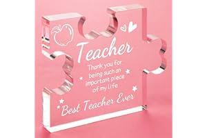 Funnli Teacher Gifts, Engraved Acrylic Block Puzzle Teacher Gifts for Women, 3.35 x 2.76 Inch Table Decoration, Graduation, Thank You Teacher Gifts for Women Men