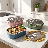 Deconox Paslanmaz &Ccedil;elik Yemek Kabı 980 ml, B&ouml;lmeli İ&ccedil; Hazneli Kilitli Kapaklı Lunch Box, Mavi Yeşil Pembe Renk Se&ccedil;enekli Taşı