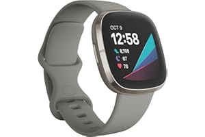 Fitbit Sense Advanced Smartwatch with Tools for Heart Health, Stress Management & Skin Temperature Trends, Sage Grey / Silver