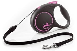 Flexi® Black Design M Cordón 5 m Negro/Pink, Correa Extensible para Perros hasta máx. 20 kg