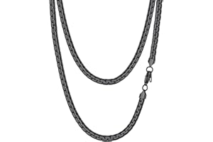 PROSTEEL Uomo Collana Catena Scatola Piatta Grande Robusta Sottile, Larghezza 4 mm 6 mm, Acciaio inossidabile/Placcato Oro 18K, Stile Hip Hop Punk, Argento Nero Oro, Regalo Perfettto (con Confezione)