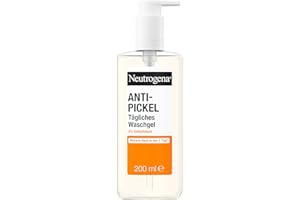 ‎NEUTROGENA Neutrogena Anti-Pickel Tägliches Waschgel 200ml,sanftes Anti Pickel Gel mit 2Prozent Salicylsäure BHA,porentiefe Gesichtsreinigung hilft die Haut zu glätten,entfernt überschüssiges Öl und Unreinheiten