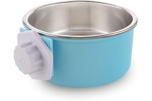 MOACC Comedero Perro Gato Conejo Acero Inoxidable Animales Domésticos Colgantes Jaula Extraíble Acero Inoxidable Alimentos Agua Cuencos para Animales Pequeños