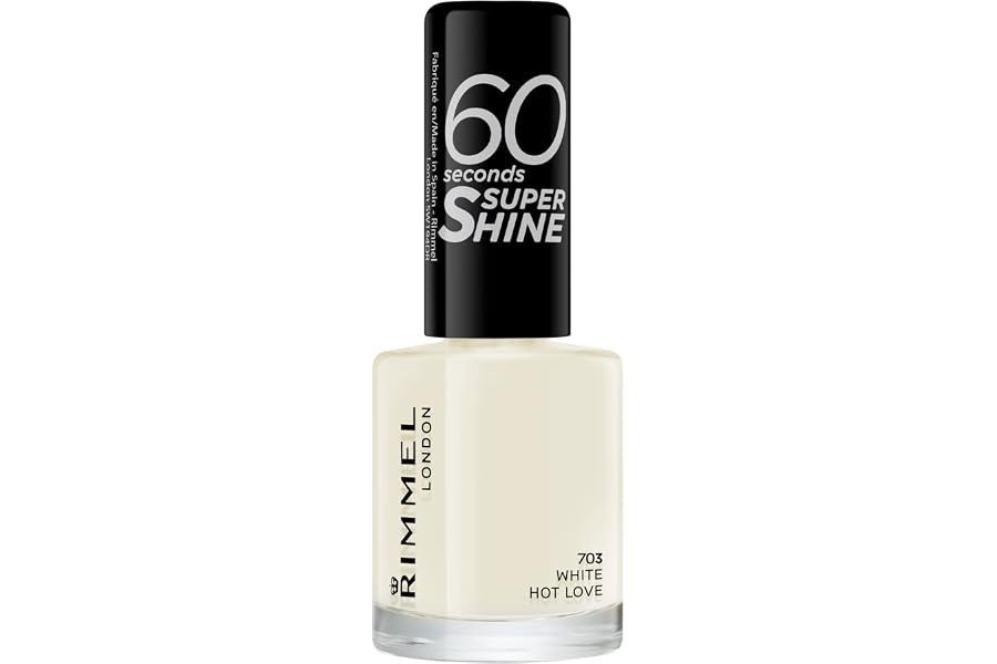 RIMMEL LONDON | 60 SECONDS | ESMALTE DE UÑAS | SECADO RÁPIDO | TONO 703 WHITE HOT LOVE | 8ml