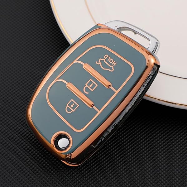 Ontto TPU Silicone Key Fob Cover For Hyundai I20, I30, Tucson, Santa Fe, Elantra – Protector Case With Keychain