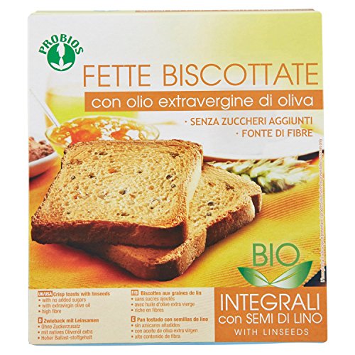 Probios Fette Biscottate Bio - Con Semi di Lino e Olio Extravergine di Oliva - [Confezione da 4 x 270 g]