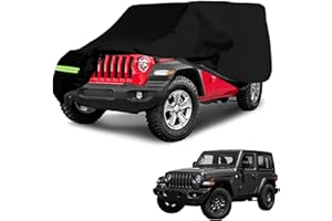 ‎BODYGAD Car Cover, Waterproof Car Cover for Jeep Wrangler 2 Door Anti UV Outdoor Indoor Car Tarpaulin for CJ, YJ, TJ and JK 2 Door Car Full Garage Tarpaulin Winter Summer All-Weather Cover