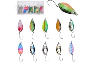 KQDRAVINE 10 Pezzi Esche Artificiali Spinning Trota, 2,5 g/3,5 g/5 g Spinning Pesca con Ami, Esche da Pesca con Contenitore, Trabucco per Luccio, Lucioperca, Pesce Persico e Trota