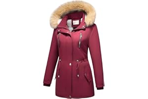 MODFUL Damen Fleece Daunenjacke Abnehmbare Kapuze Verdicken Sherpa Wintermantel Coat