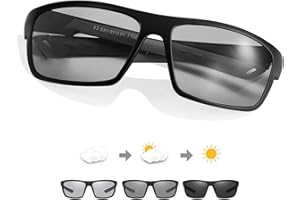 TJUTR Photochromic Polarized Sunglasses for Mens Light Reactive Sunglasses for Day and Night Cycling Glasses Wraparound UV400 Protection