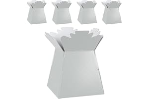 HOMESHOP3000 Flower Bouquet Boxes Florist Packaging Gift Craft Box Vase – Holder for Flowers, Bouquets, Plants, Sweets – Decoration for Wedding, Birthday, Anniversary, Floral Arrangement – Pack of 5 – White