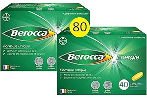 Berocca Energie - Complément alimentaire - Multivitamines et Minéraux -Vitamine C, B3, B5, B1, B12, Calcium, Magnésium et Zinc - Aide à réduire la fatigue grâce à la vitamine C - 45 cp à avaler