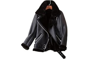 ROTAKUMA Femmes Hiver Lambeau Vestes En Laine Collier De Fourrure Zipe À Glissière Parka À Glissière Chaud Epais Vêtements De Dessus Vêtements De Dessus En Cuir Veste En Cuir En Cuir D'agneau En Cuir