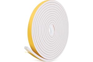 BBTO Window Draft Excluder Tape Self Adhesive Foam Tape Weatherstripping Door Window Seal Door Draught Excluder Waterproof Foam Seal Strip (White, 12 x 6 mm/ 4 Meter Long)