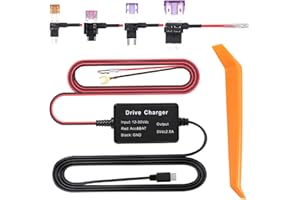 QIILU Zestaw Przewodów Kamery Samochodowej 12–30 V do 5 V Kamera Samochodowa Przewód Zasilający Ładowarka Zestaw Okablowania do Kamery Lustrzanej Nawigacja GPS Wykrywacz Radarów (TYP C)