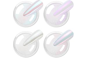 Allstarry Chrome Ongle, 4 Couleurs Poudre Chrome Ongle, Poudre Aurora Poudre Ongle Miroir métallique effet paillettes poudre perlée Transparent pour Chrome Ongles Nail Art Chrome Nails - Série Glace